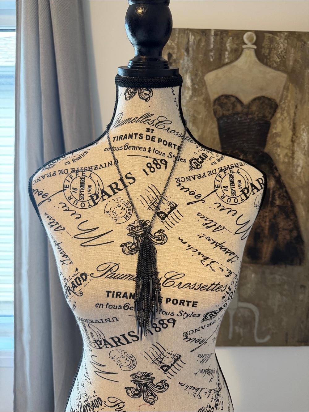 Gunmetal Chain Fringe Necklace